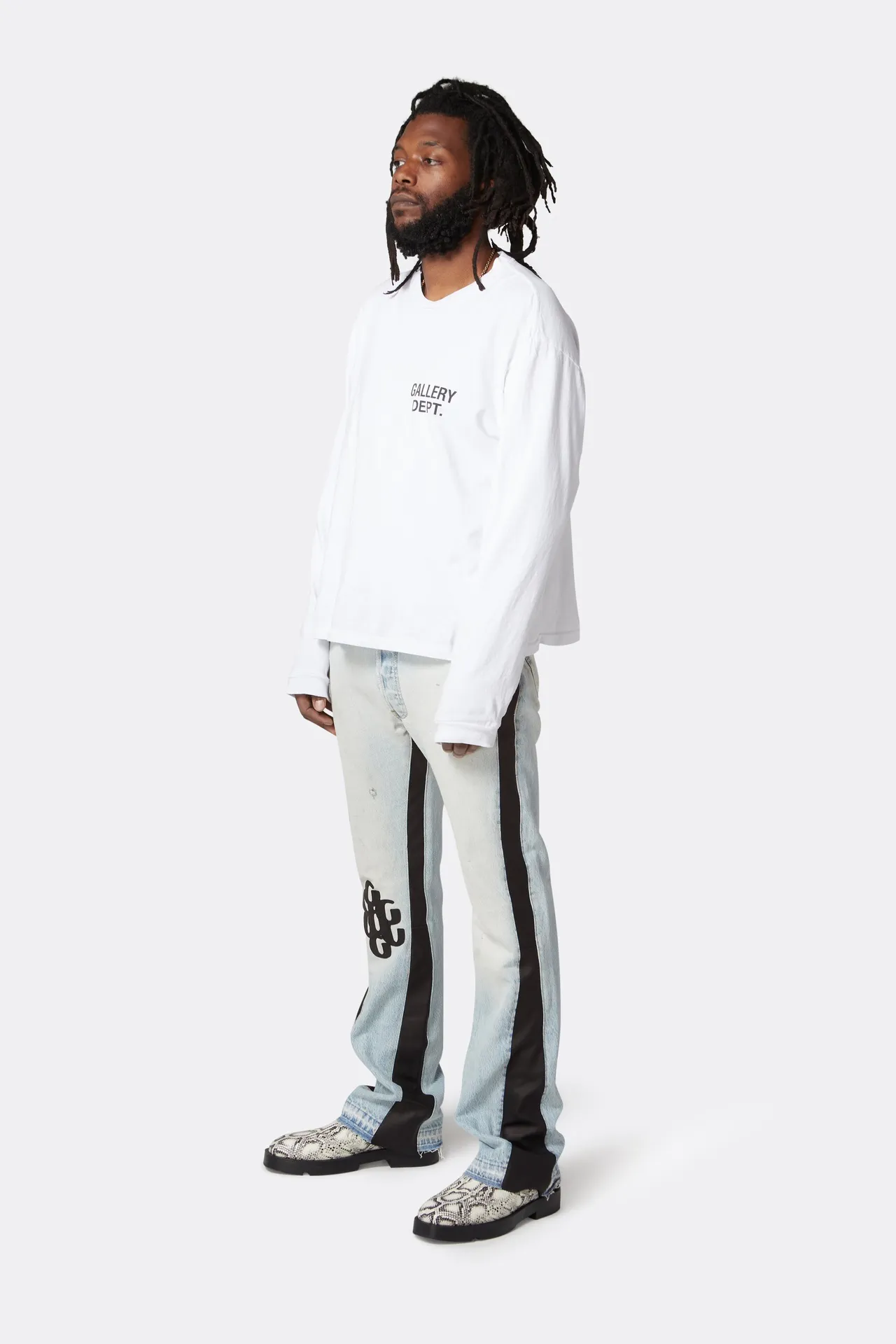 GALLERY DEPT. SOUVENIR L/S TEE English LOGO Basic Long Sleeve White S-XL Genuine Uniform Cylindrical No Side Seam Linen Cotton Fabric Garment Wash Preshrunk Correct Fit Correct Accessories